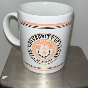 UT University TEXAS Austin white orange LONGHORNS CERAMIC COLLEGE COFFEE MUG CUP